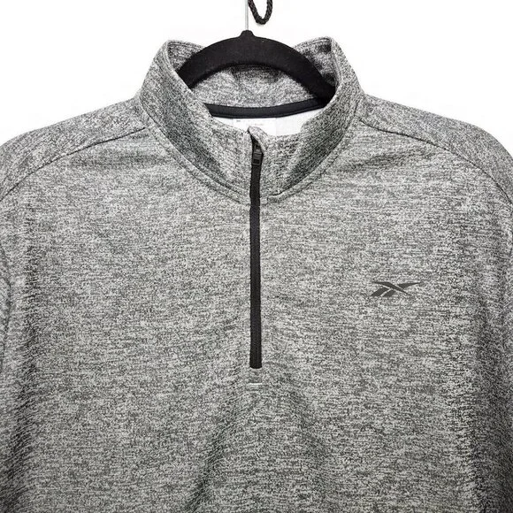 Reebok Men’s Large Long Sleeve Pullover Quarter Zip Training Sweatshirt Gray - Picture 3 of 13